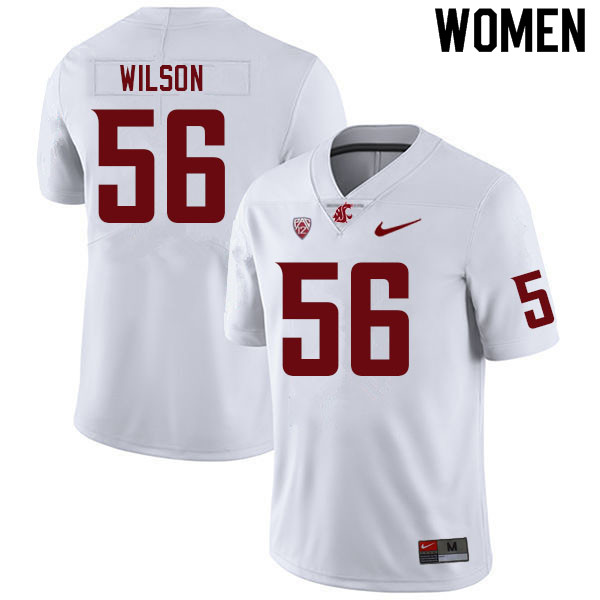 Women #56 Jack Wilson Washington State Cougars College Football Jerseys Sale-White - Click Image to Close